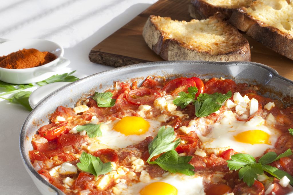 Shakshuka in a cooking pan - Tims Dairy